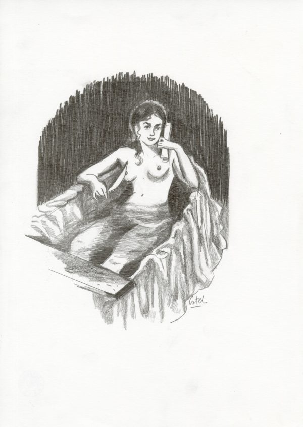 CATEL – OLYMPE DE GOUGES – Dessin original inédit – R36 - Vins Rouges Harmonieux pour Chaque Occasion