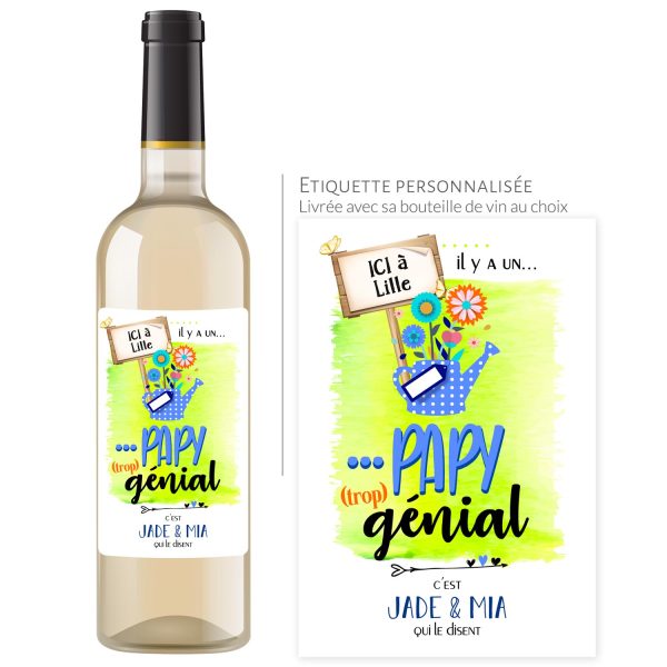 Cadeau papy | Bouteille personnalisée pour un papy tu es génial - Vins Rouges Harmonieux pour Chaque Occasion
