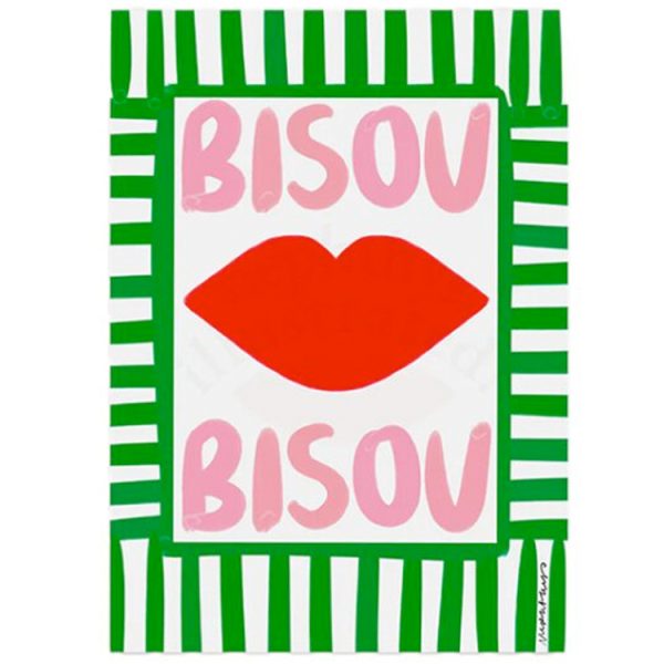 Bisou Bisou – Vert – Affiche A3 Poster Nephtys - Vins Rouges Harmonieux pour Chaque Occasion