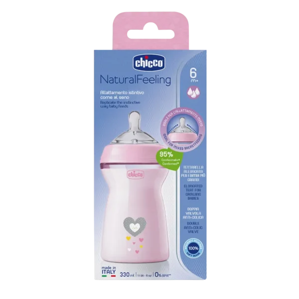 Chicco Biberon Natural Feeling Flux Rapide 6m+ Rose 330ml - Vins Rouges Harmonieux pour Chaque Occasion