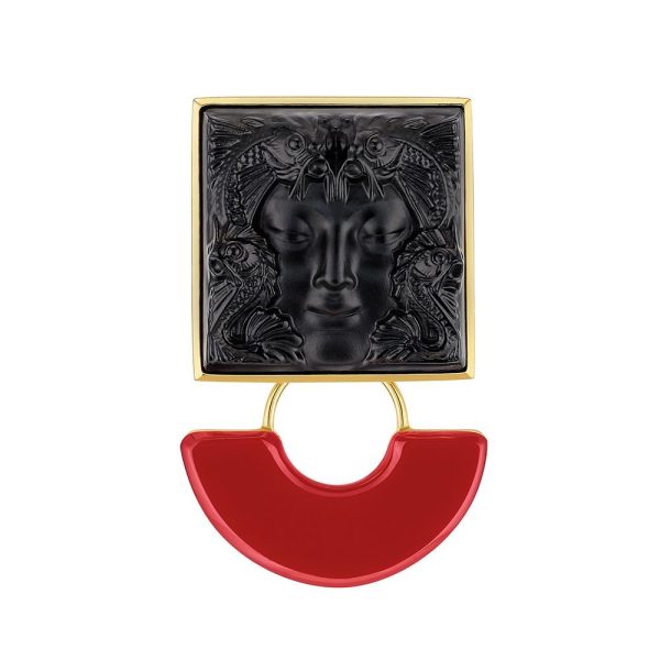 Broche aréthuse noir résine lalique - Vins Rouges Harmonieux pour Chaque Occasion