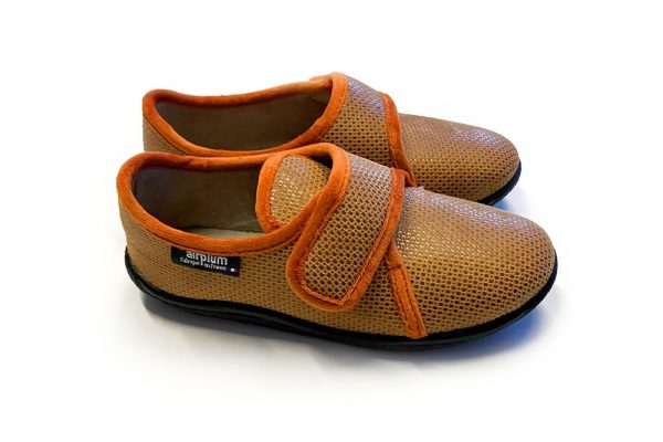 Chaussons confort senior femme à scratch ZOCRE orange - Vins Rouges Harmonieux pour Chaque Occasion