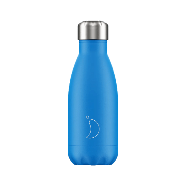 CHILLY’S bouteille isotherme Neon Blue 260ml - Vins Rouges Harmonieux pour Chaque Occasion