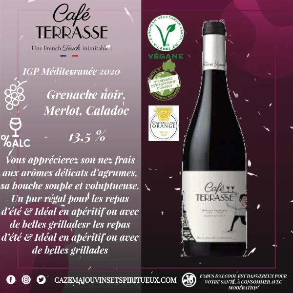 Café Terrasse Rouge – IGP Méditerranée - Vins Rouges Harmonieux pour Chaque Occasion