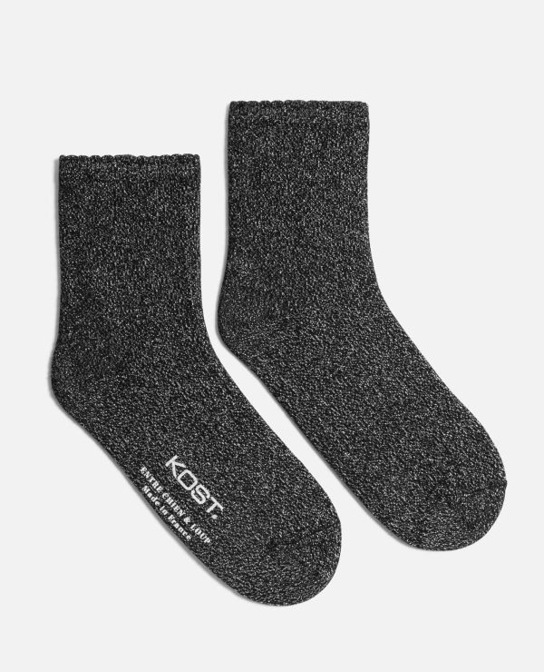 Chaussettes coton femme Golden Hour noir et argent - Vins Rouges Harmonieux pour Chaque Occasion