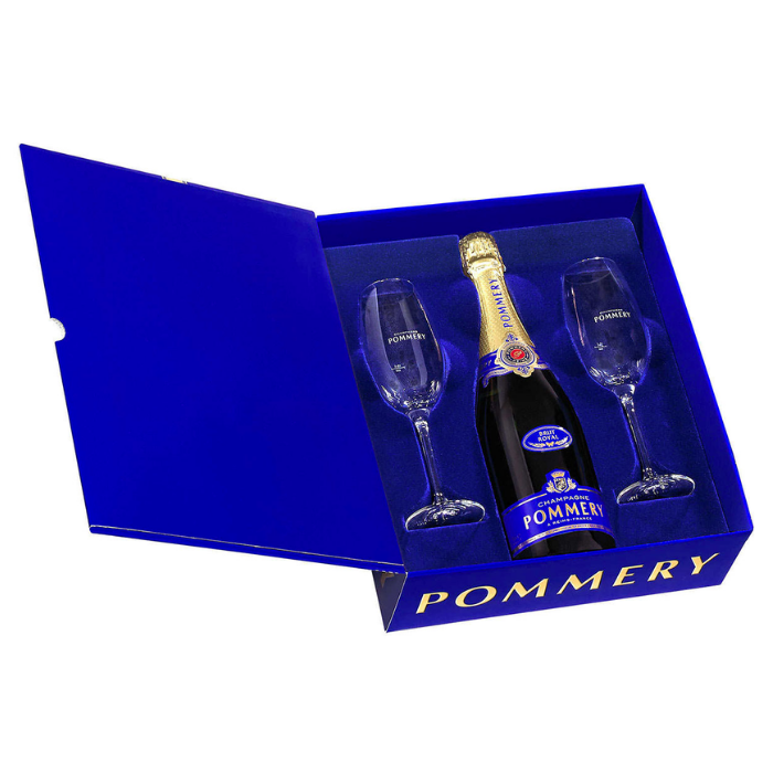 Champagne Pommery – Coffret 1 Brut Royal + 2 flûtes – 75cL - Vins Rouges Harmonieux pour Chaque Occasion Champagne Pommery – Coffret 1 Brut Royal + 2 flûtes – 75cL - Vins Rouges Harmonieux pour Chaque Occasion