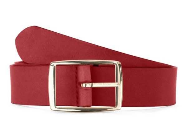 Ceinture cuir rouge, boucle rectangulaire, moderne, dorée – 35mm – 4120 Choisir - Vins Rouges Harmonieux pour Chaque Occasion