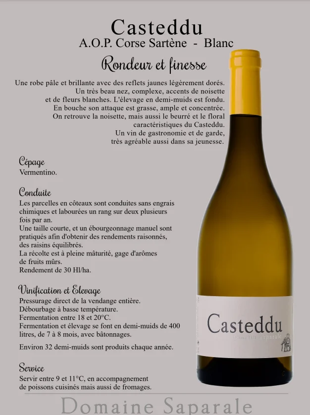 Casteddu Blanc- Domaine Saparale-Sartene - Vins Rouges Harmonieux pour Chaque Occasion Casteddu Blanc- Domaine Saparale-Sartene - Vins Rouges Harmonieux pour Chaque Occasion