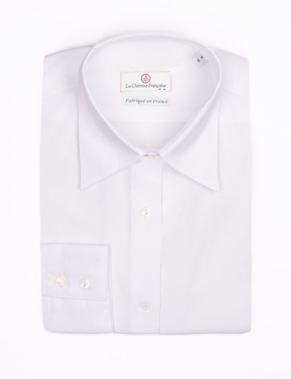 Chemisier Blanc Popeline Double Retors – Petit Col Français Souple - Vins Rouges Harmonieux pour Chaque Occasion