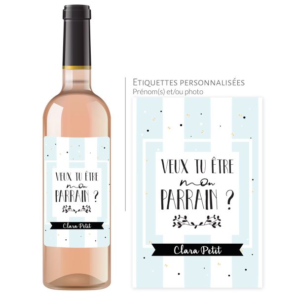 Cadeau parrain | Bouteille personnalisée annonce parrain - Vins Rouges Harmonieux pour Chaque Occasion