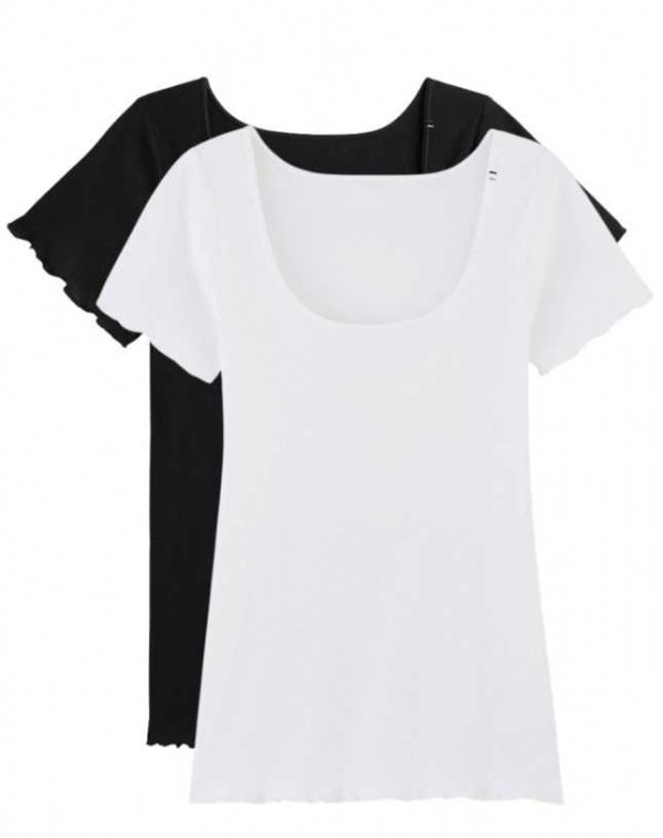 2x T-shirts En Coton Bio – Noir + Blanc – Femme - Vins Rouges Harmonieux pour Chaque Occasion